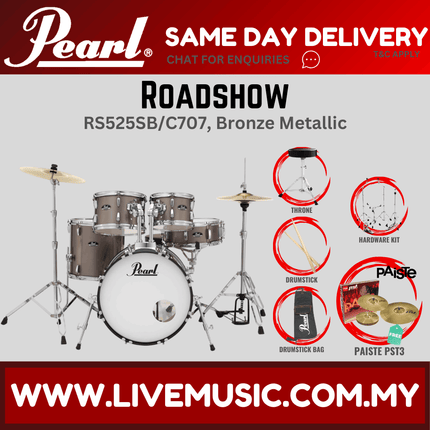 Pearl Roadshow RS525SB/C Drum Set with Paiste PST3 Cymbal set, Drum Throne
