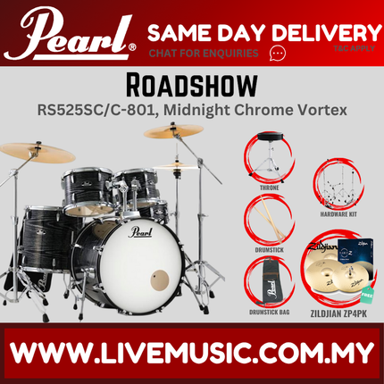 Pearl Roadshow RS525SB/C Drum Set with Zildjian ZP4PK Cymbal set, Drum Throne
