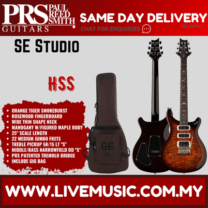PRS SE Studio Electric Guitar, Orange Tiger Smokeburst