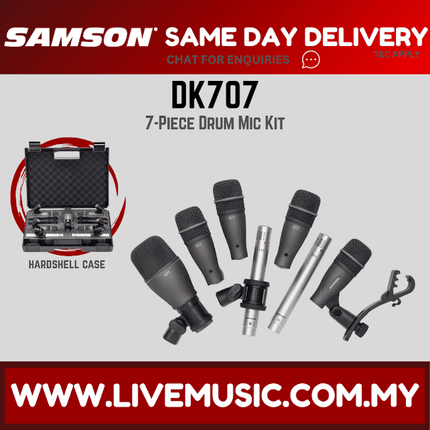 Samson DK707 7 Piece Drum Mic Kit With Case ( DK-707 / DK 707)