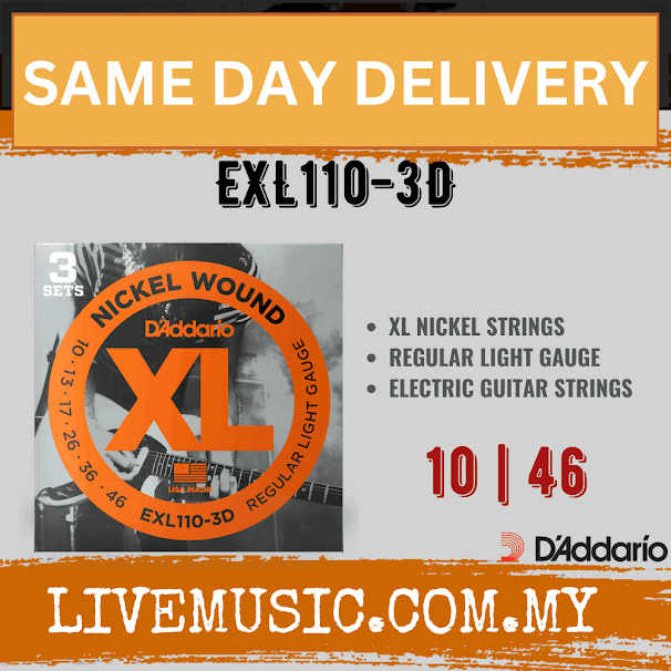 D'Addario EXL110-3D - 3 Pack Nickel Wound Electric Strings, Regular Light (10-46)(DAddario/EXL110)