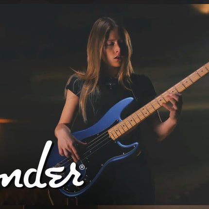 Fender American Performer Precision Bass Guitar, Maple Fretboard with Bag - Satin Lake Placid Blue
