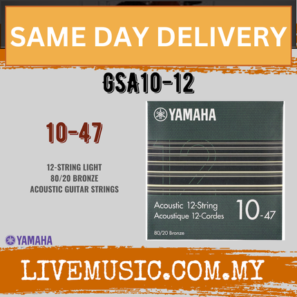 Yamaha GSA10-12 12-string 80/20 Bronze Acoustic Guitar String (010-047) ( GSA10 12 GSA1012 )