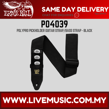 Ernie Ball 4039 Pickholder Polypro Guitar Strap, Black