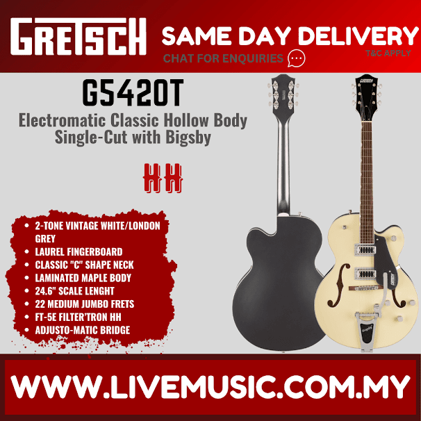 Gretsch G5420T Electromatic Classic Hollowbody SingleCut Guitar w/Bigsby, 2-Tone Anniversary Green/London Grey