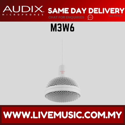 Audix M3W6 Tri-Element Hanging Ceiling Microphone with 6' Cable - White ( M-3W6 / M 3W6)