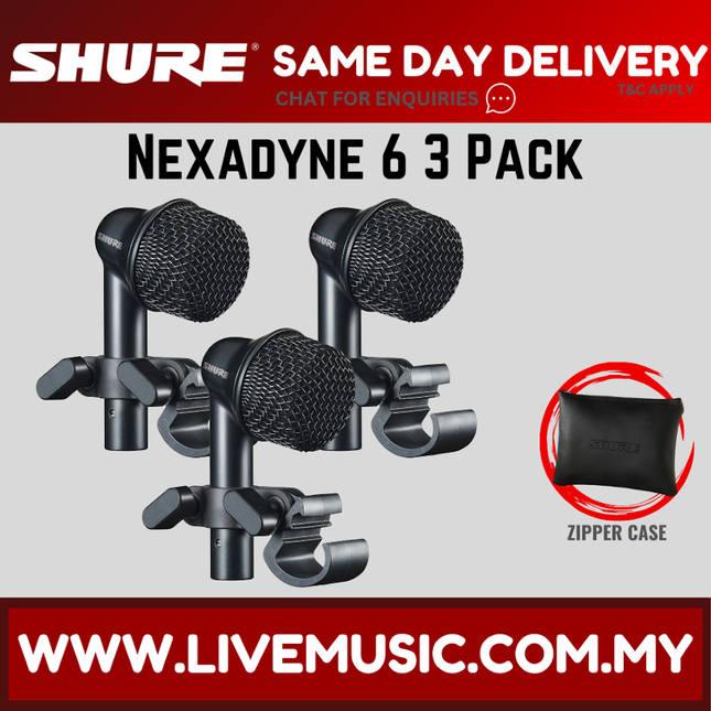 Shure NXN6-3PK Nexadyne 6 Dynamic Tom/Snare Microphone ( NXN6-3PK )