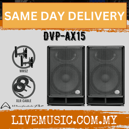 WHARFEDALE PRO DVP-AX15 Series 400 Watts RMS15" 2-Way Active Loudspeaker With Speaker Stand - Each/Pair (DVPAX15/DVP AX15)