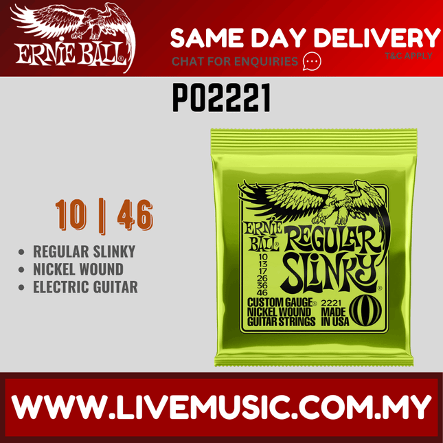 Ernie Ball 2221 Electric Guitar Strings Regular Slinky Nickel Wound (10-46/EB2221)