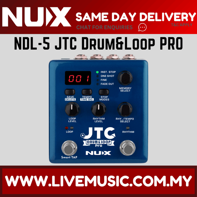 NUX NDL-5 - JTC Drum Loop Pro - Dual Switch Looper Pedal (NDL5)