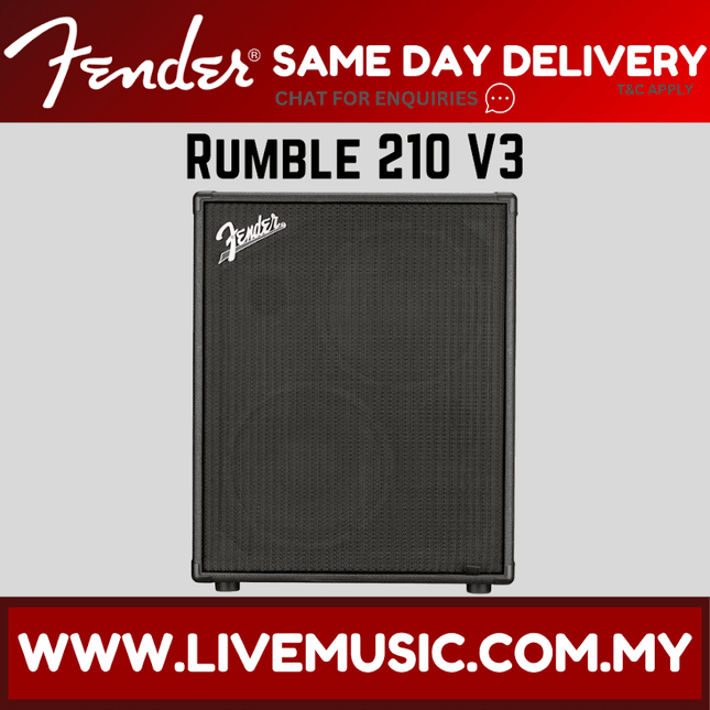 Fender Rumble 210 Cabinet - 700 watts, 2x10" Bass Guitar Cabinet - Black/Black (Rumble-210)