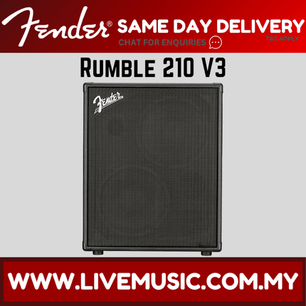 Fender Rumble 210 Cabinet - 700 watts, 2x10" Bass Guitar Cabinet - Black/Black (Rumble-210)