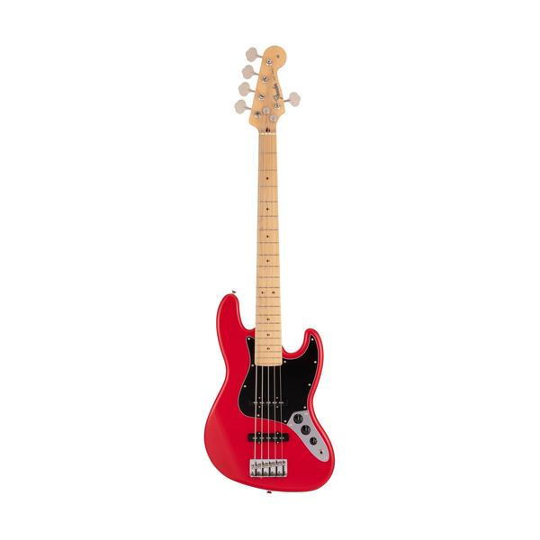Fender Japan Hybrid II Jazz Bass V Guitar, Maple Fretboard with FREE Gig Bag - Modena Red