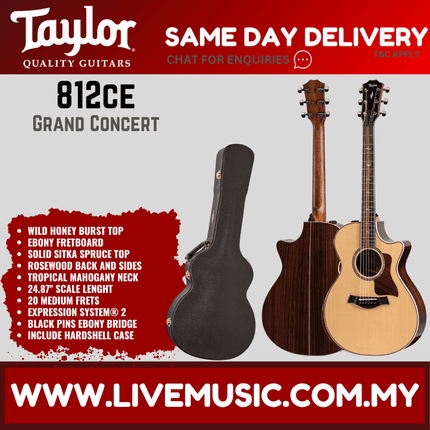 Taylor 812ce V-Class Grand Concert Acoustic Guitar, Natural