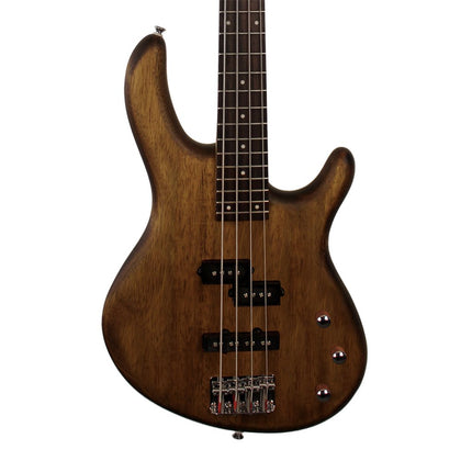 Cort Action Junior Bass Guitar Jatoba Fretboard with CGP31 and Gig Bag - Open Pore Walnut