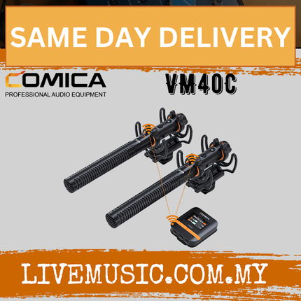 Comica Audio VM40 Super Cardioid Dual-Channel Wireless Shotgun Microphone (VM 40C VM-40C)