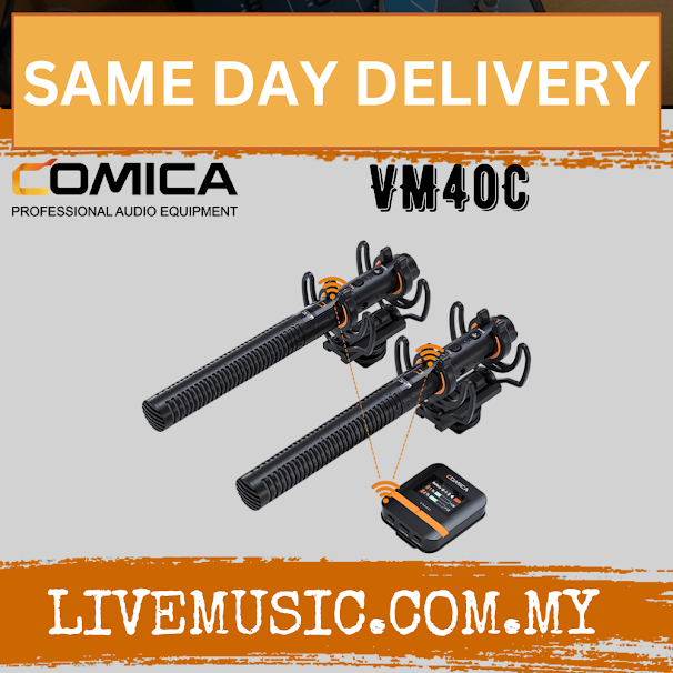 Comica Audio VM40 Super Cardioid Dual-Channel Wireless Shotgun Microphone (VM 40C VM-40C)