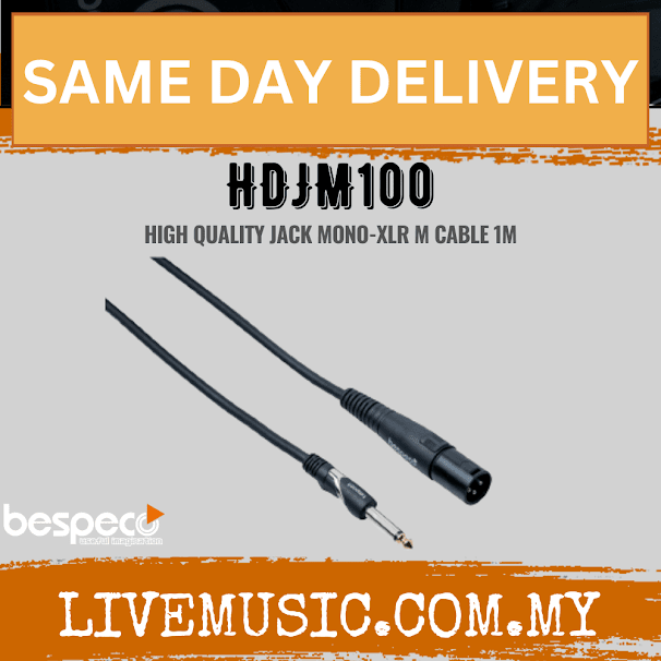 Bespeco HDJM100 High Quality Jack Mono-XLR M Cable 1M ( HDJM-100 )