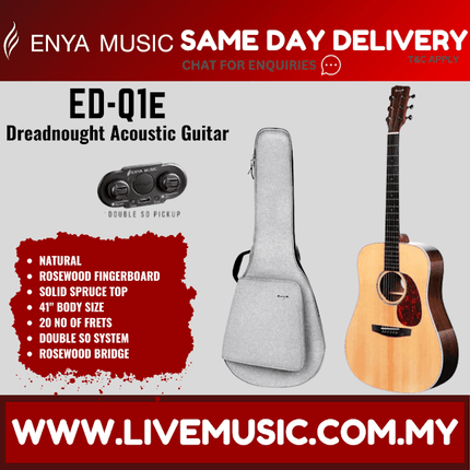 Enya ED-Q1e 41" Acoustic Guitar Solid Sitka Spruce Top & Transacoustic Pickup With Bag (EDQ1/EDQ1E)