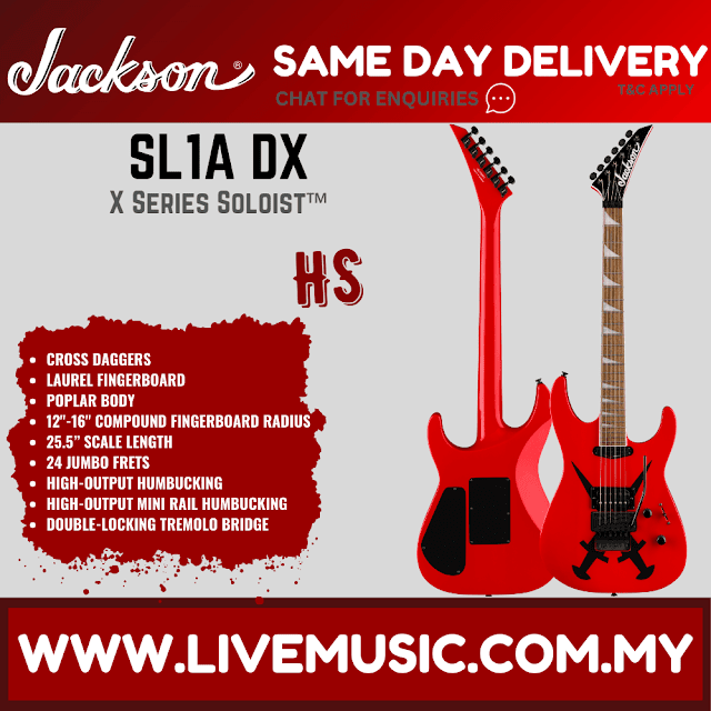 Jackson X Series Soloist SL1A DX Electric Guitar, Laurel FB, Red Cross Daggers