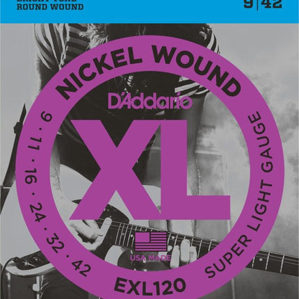 D'Addario EXL120 -Nickel Wound Electric Strings, Super Light, 9-42 (DAddario)