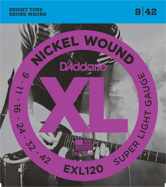 D'Addario EXL120 -Nickel Wound Electric Strings, Super Light, 9-42 (DAddario)