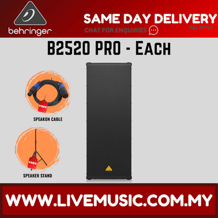 Behringer Eurolive Professional B2520 PRO 2200W Dual 15" Passive Speaker With Speaker Stand - ( B2520PRO / B-2520 PRO )