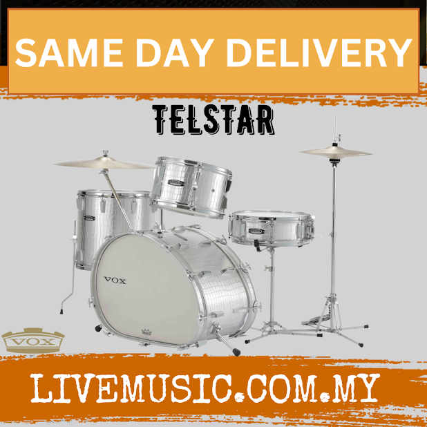 Vox Telstar 4pc acoustic drum set with chrome hardware and silver drum shells