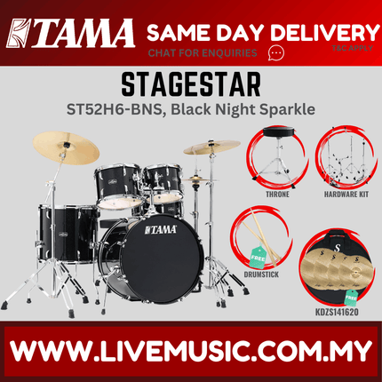 Tama Stagestar ST52H6 5-piece Drum Set With Drumsticks and Throne With KDZS141620 Cymbals Set