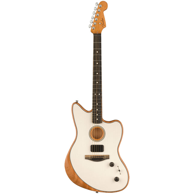 Arctic white Acoustasonic Jazzmaster acoustic-electric guitar with ebony fretboard