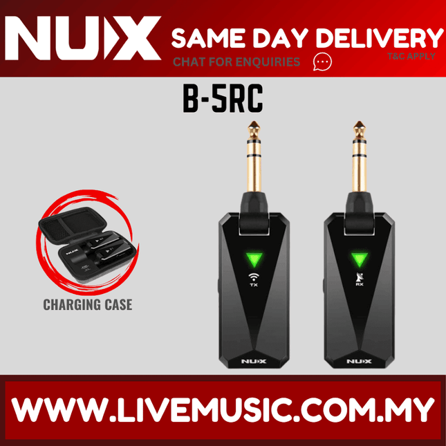Nux B-5RC 2.4GHz Wireless System Guitar Transmitter Receiver With Charging Case (B5RC B5 RC)