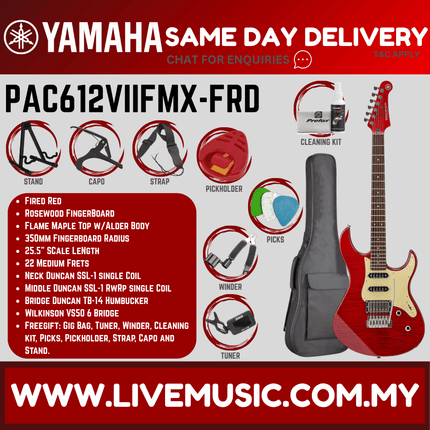 Yamaha Pacifica PAC612VIIFMX-FRD Electric Guitar - Fire Red ( PAC 612VIIFMX / PAC-612VIIFMX )