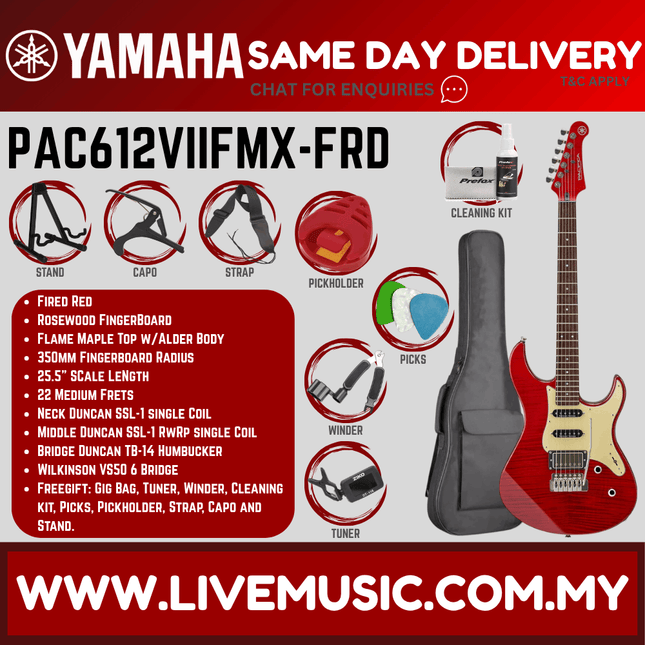 Yamaha Pacifica PAC612VIIFMX-FRD Electric Guitar - Fire Red ( PAC 612VIIFMX / PAC-612VIIFMX )