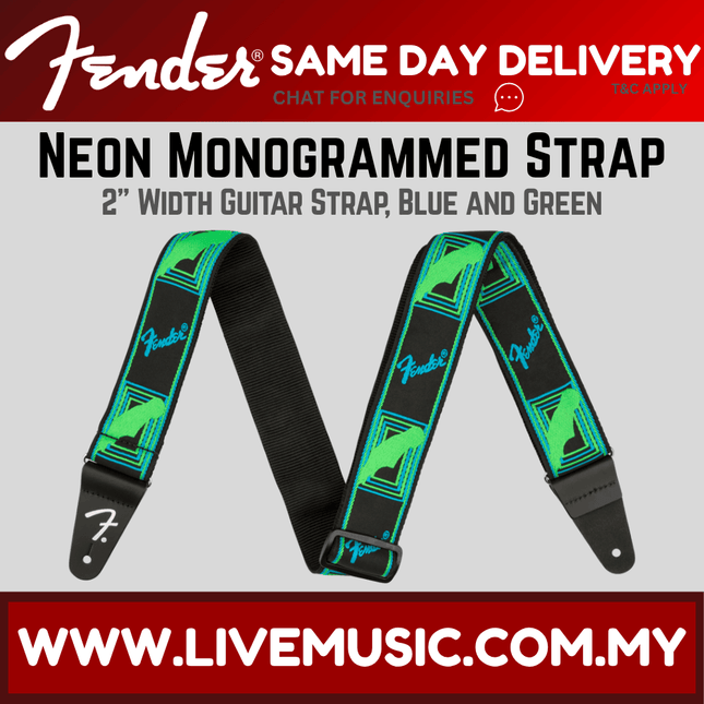 Fender Neon Monogram Guitar Strap,  Green/Blue  ( Neon-Monogram / NeonMonogram )