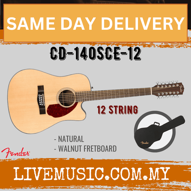 Fender CD-140SCE Dreadnought 12 String Acoustic-Electric Guitar with Case (CD140SCE/CD 140SCE)