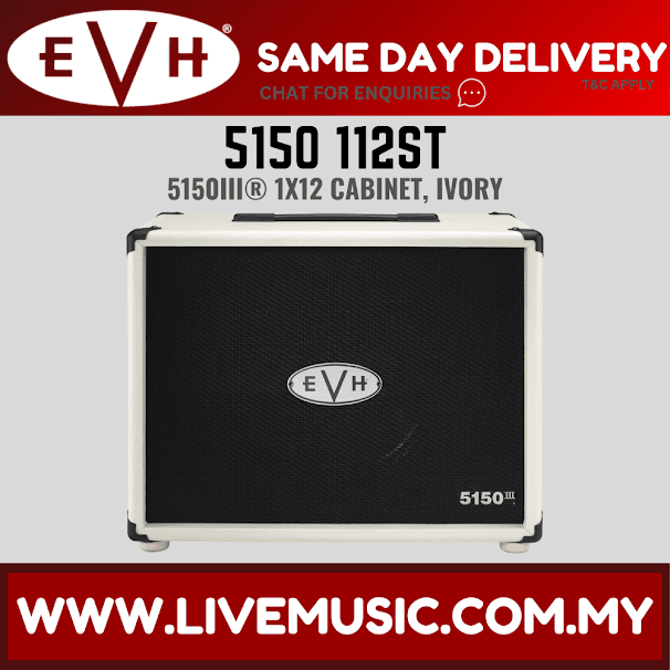 EVH 5150 112ST 1x12 Guitar Extension Cabinet - Black/Ivory (5150112ST 5150-112ST)
