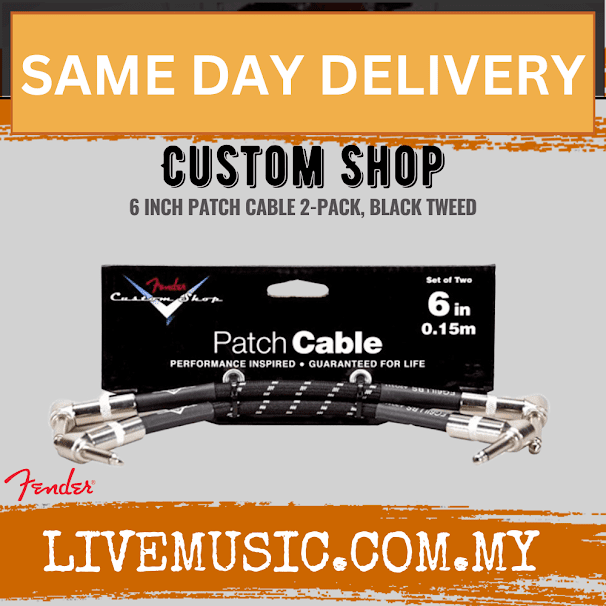 Fender Custom Shop 6inch Patch Cable, 2-Pack - Black Tweed