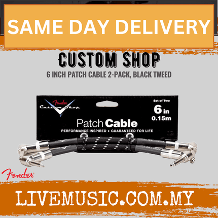 Fender Custom Shop 6inch Patch Cable, 2-Pack - Black Tweed