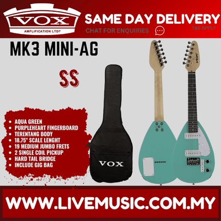 Vox Mark III Mini Teardrop With Gig Bag - Aqua Green