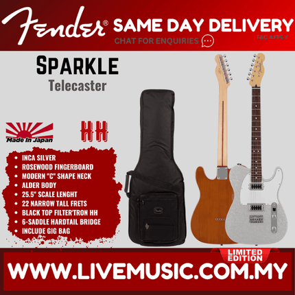 Fender Japan Ltd Ed Sparkle Telecaster Electric Guitar, RW FB, Blue / Black / Silver