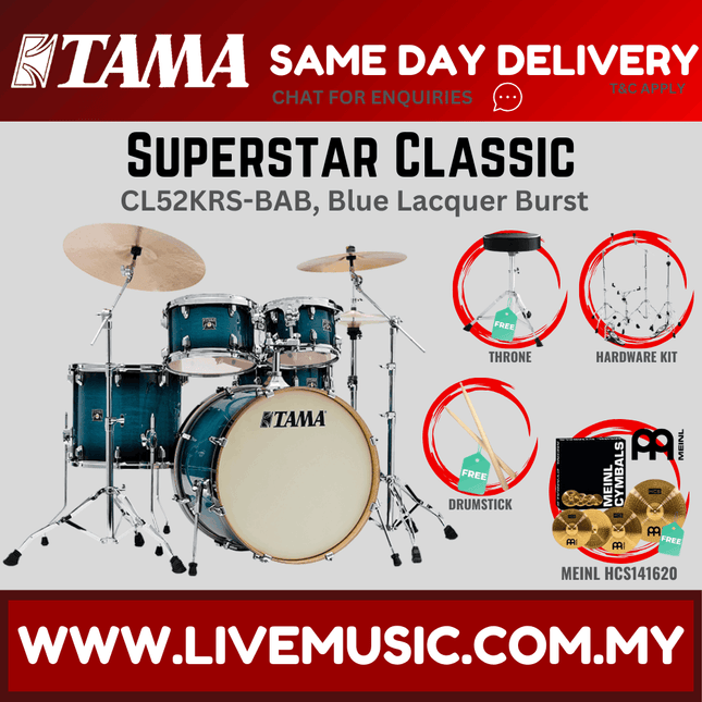 Tama Superstar Classic CL52KRS 5-Piece With Meinl HCS141620 Cymbal Set - ( CL-52KRS )