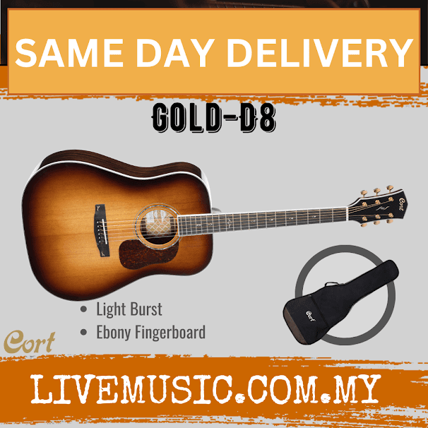 Cort Gold-D8 - Acoustic Guitar with Gig Bag - Light Burst (Gold D8/GoldD8)