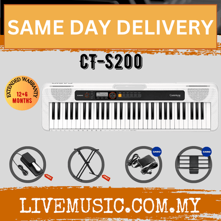 Casio CT-S200 61-Keys Casiotone Keyboard with Keyboard Stand, Damper pedal, Headphone And Bag - White ( CTS200 / CT S200 )
