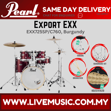 Pearl Export EXX 5-Piece Drum Set with KDZS141620 Silent Cymbals Set ( EXX725SP/C )