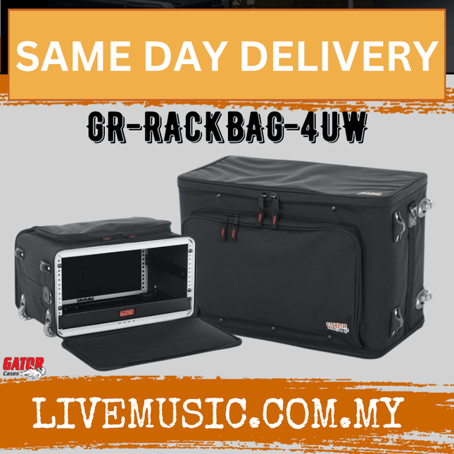 Gator GR-RACKBAG-4UW 4U Lightweight Rack Bag with Tow Handle and Wheels (GR RACKBAG 4UW/GRRACKBAG4UW)