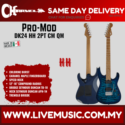 Charvel Pro-Mod DK24 HH 2PT Electric Guitar, Caramelized Maple FB, Chlorine Burst