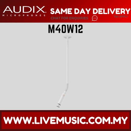 Audix M40W12 Miniature High-Output Cardioid Ceiling Microphone with 12" Gooseneck  - White (M40-W12/M40 W12)