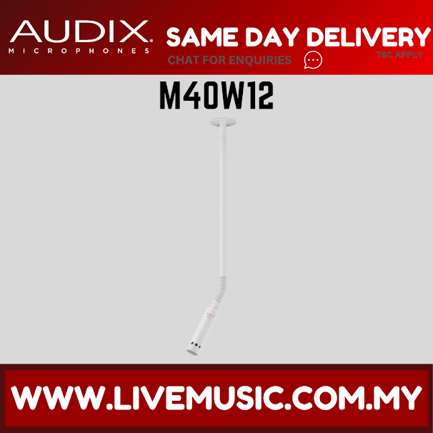 Audix M40W12 Miniature High-Output Cardioid Ceiling Microphone with 12" Gooseneck  - White (M40-W12/M40 W12)