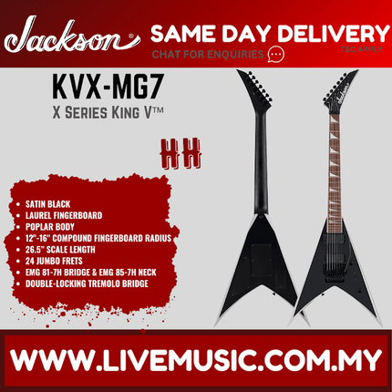 Jackson X Series King V KVX-MG7 Electric Guitar w/Primer Gray Bevels, Satin Black