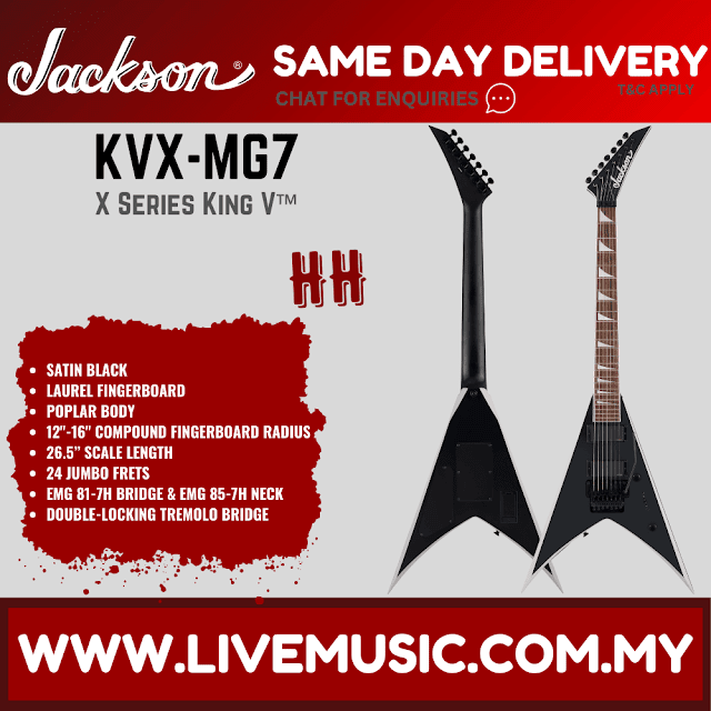 Jackson X Series King V KVX-MG7 Electric Guitar w/Primer Gray Bevels, Satin Black